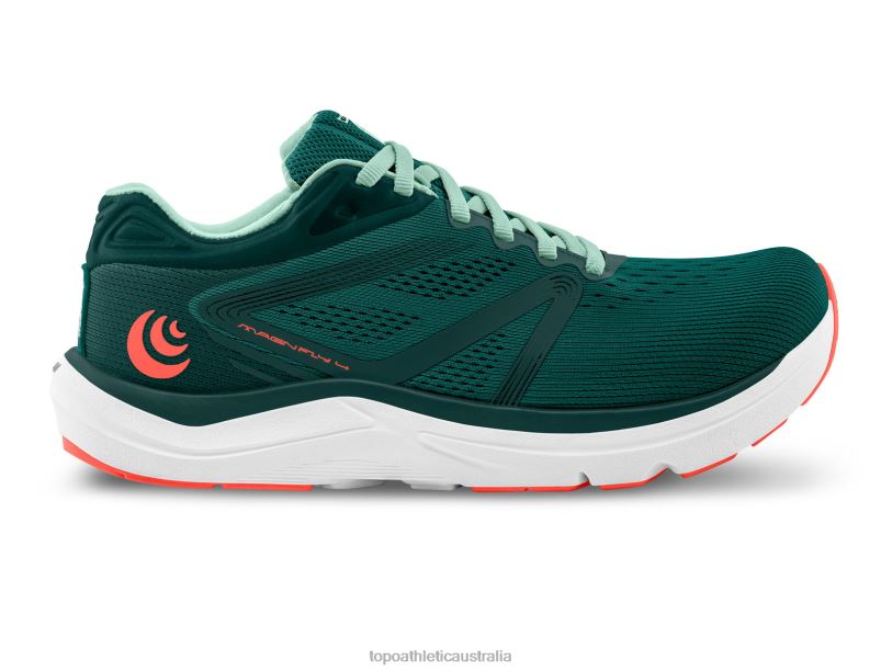 MAGNIFLY 4 Topo Athletic Women 8FZ0V14 Emerald/Coral Footwear