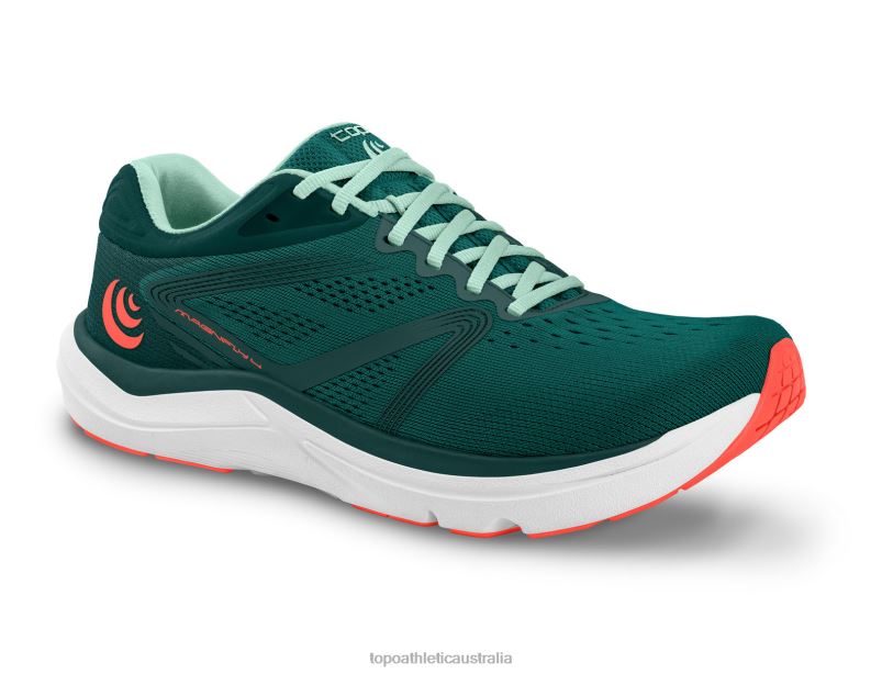 MAGNIFLY 4 Topo Athletic Women 8FZ0V14 Emerald/Coral Footwear